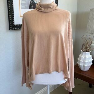 Free People Soft Cowl Neck Sweater - Cream/Pink